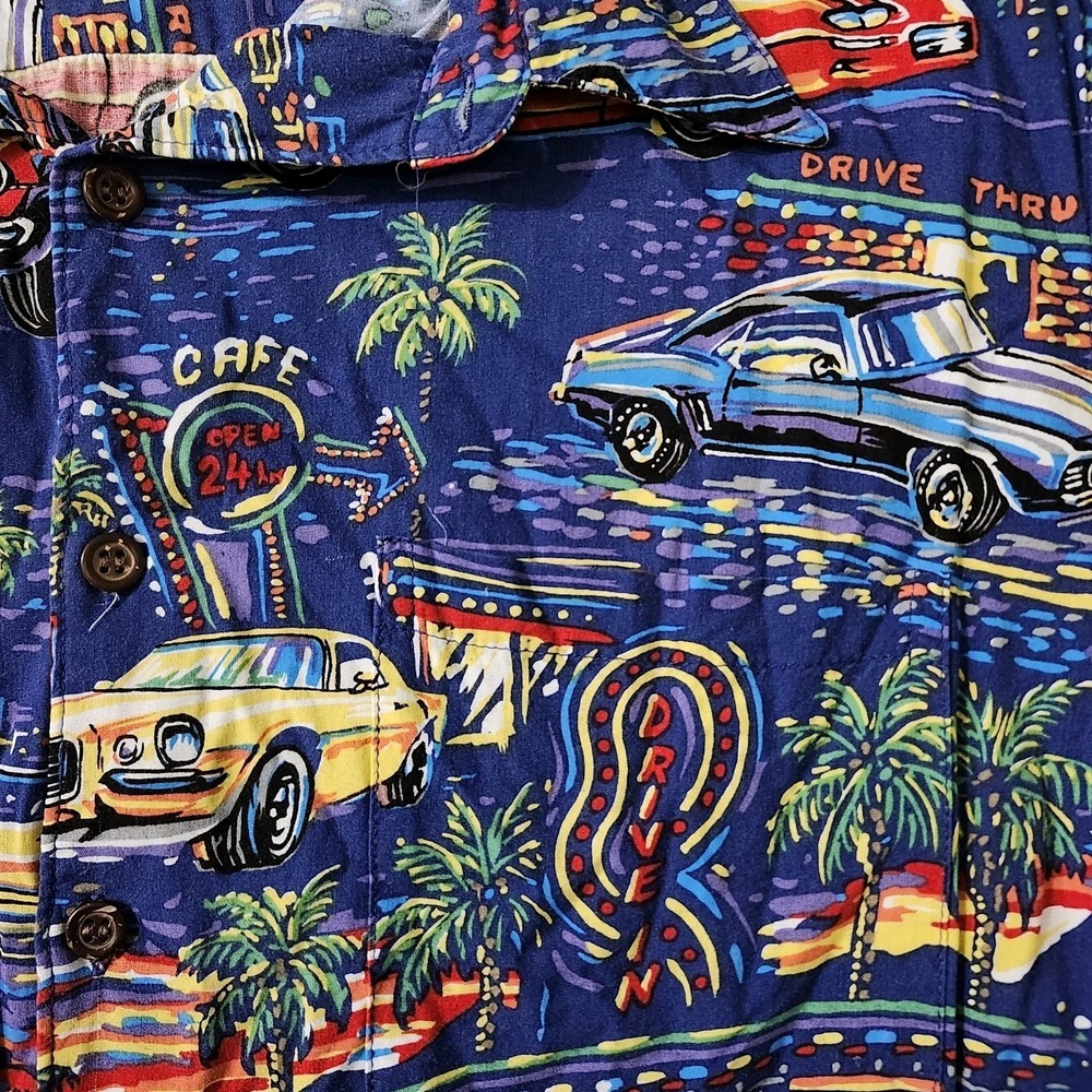 VTG Reyn Spooner American Classics Cars All-Over Print Hawaiian Royal Blue XL - Picture 7 of 11